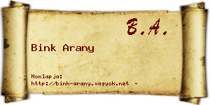 Bink Arany névjegykártya